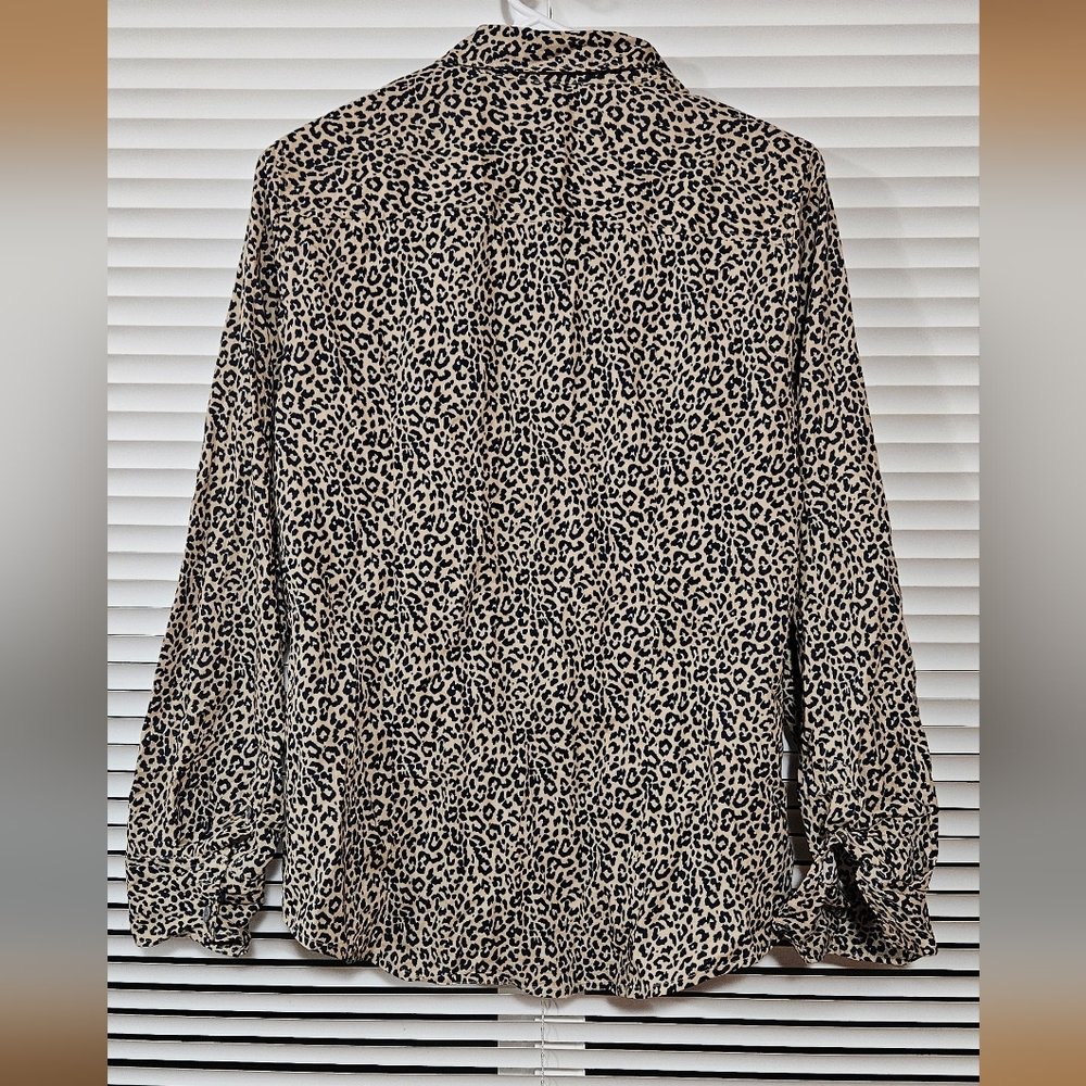 J Crew Womens Leopard Print Button Front Shirt Size M - Picture 4 of 7